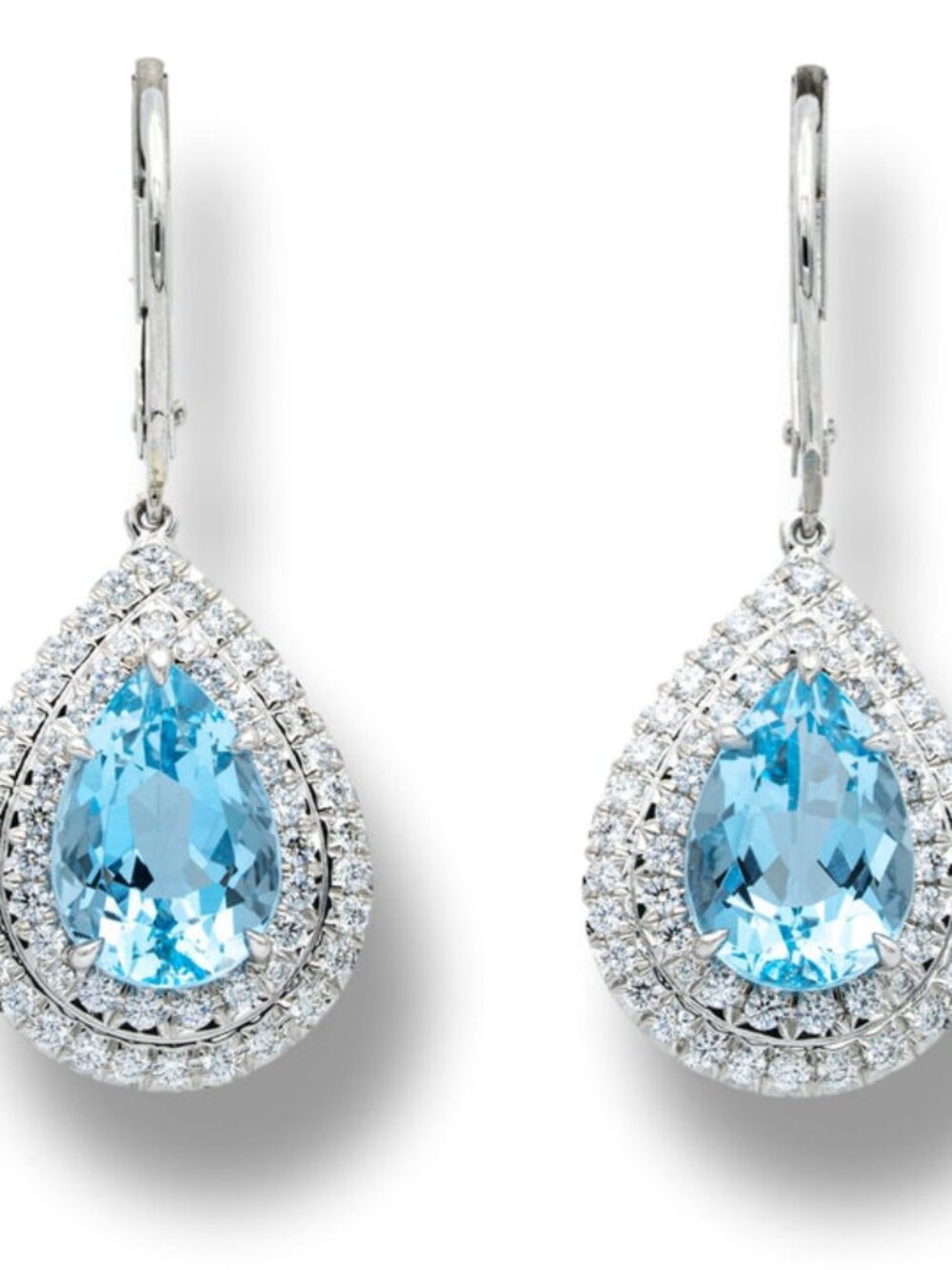 Tiffany & Co. Soleste 3 Ct Aquamarine and Diamond Drop Earrings in Platinum